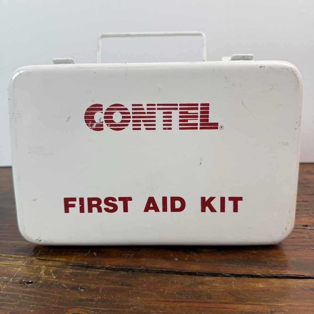 Vintage Contel Continental Telephone First Aid Kit Metal Box American